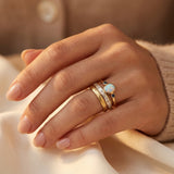 Belloria™ - Set di Anelli Impilabili con Castone in Oro