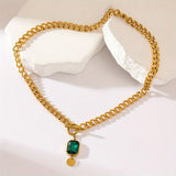 Ronia™ - Collana con pendente a catena spessa in smeraldo Oro
