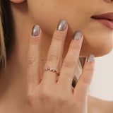 Anello a Forma di Farfalla in Oro Bianco con Cristalli