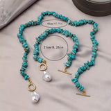 Set di Collana e Bracciale Turchese e Perle
