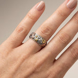 Elara™ - Anello vintage in argento con libellula e girasole