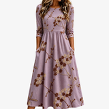 Lucentina™ - Vestito Midi con Tasche e Motivo Floreale Heather Meadow