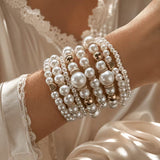 Set di Braccialetti Impilabili con Perle da 8