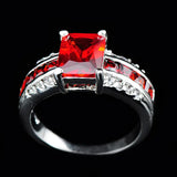 Anello in Argento con Rubino a Due Tubi
