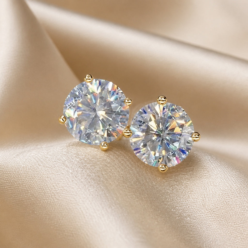 Orecchini scintillanti in oro bianco con zirconia