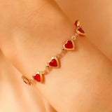 Bracciale a Catena con Cuore in Rubino Oro