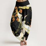 Rosavienne™ - Pantaloni a Palazzo con Gru e Fiori