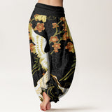 Rosavienne™ - Pantaloni a Palazzo con Gru e Fiori