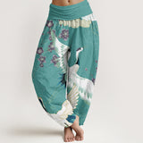 Rosavienne™ - Pantaloni a Palazzo con Gru e Fiori