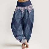 Maravelle™ - Pantaloni con Motivo di Piume e Fiori