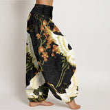Rosavienne™ - Pantaloni a Palazzo con Gru e Fiori