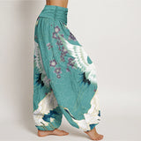 Rosavienne™ - Pantaloni a Palazzo con Gru e Fiori