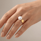 Vivia™ - Anello retrò con perla dorata