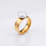 Vivia™ - Anello retrò con perla dorata