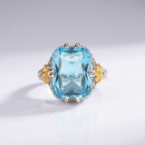 Avel™ - Anello Retrò in Oro con Acquamarina