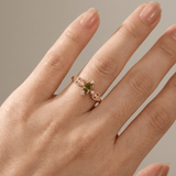 Rovia™ - Anello regolabile in oro con cristallo verde