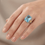 Avel™ - Anello Retrò in Oro con Acquamarina