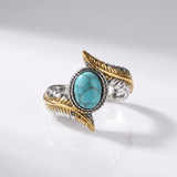 Loria™ - Anello Bohemiano in Argento e Oro con Turchese
