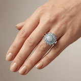 Elaro™ - Anello a Fiore in Argento con Topazio Blu