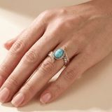 Loria™ - Anello Bohemiano in Argento e Oro con Turchese