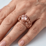 Mira™ - Anello Decorato in Oro con Tormalina Rosa