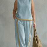 Lucentia™ - Conjunto Elegante y Casual de Chaleco y Pantalón con Detalles Bicolor