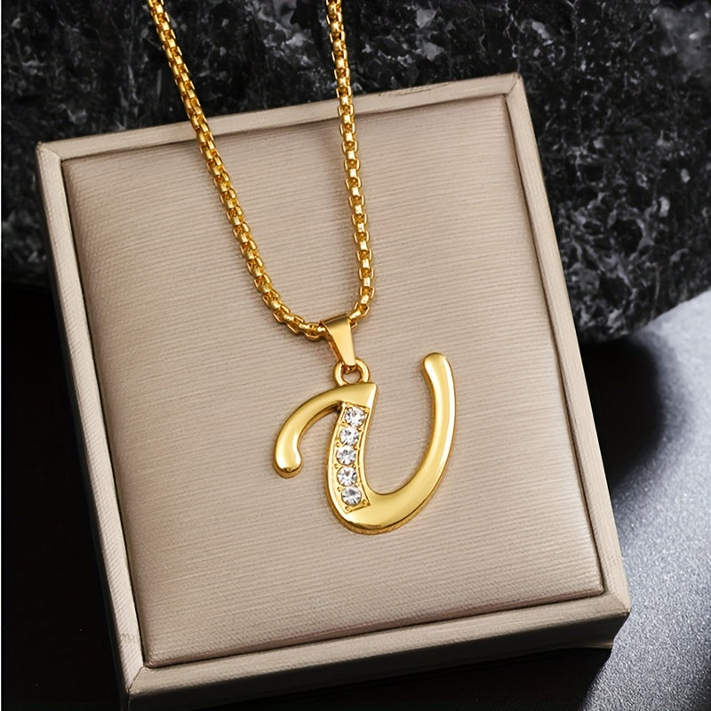 Collar con inicial de cristal | Oro