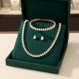 Elegante Set Completo di Zirconia Cubica Trasparente Rotonda per Sposa