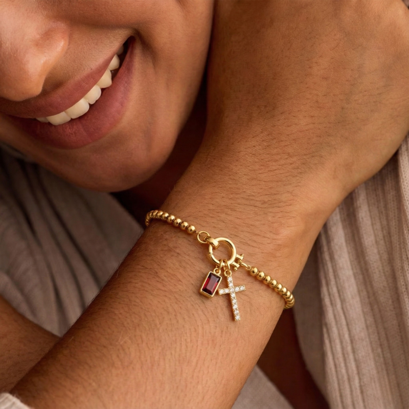 Immacolata™ - Bracciale Croce con Pietra del Mese