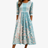 Palazzo Luna™ - Vestito Midi con Patchwork Floreale Primaverile