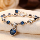 Bellavina™ - Bracciale in Argento con Cuore di Zaffiro a Catena