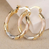 Orecchini Vintage a Cerchio in Oro, Argento e Rosa
