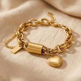 Bracciale con Link a Cuore Dorato
