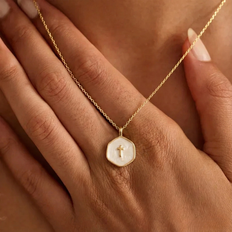 Grazia™ - Collana Mini Croce con Perle