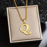 Collana con Iniziale in Cristallo | Oro