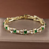 Viora™ -  Bracciale Tennis Verde con Maglie Dorate