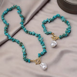 Set di Collana e Bracciale Turchese e Perle