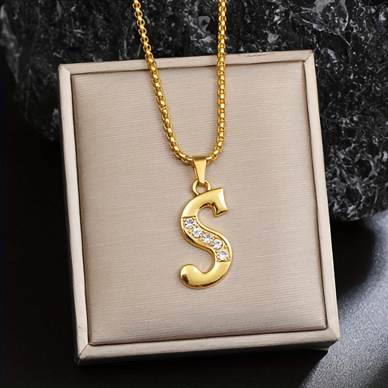 Collar con inicial de cristal | Oro
