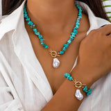 Set di Collana e Bracciale Turchese e Perle
