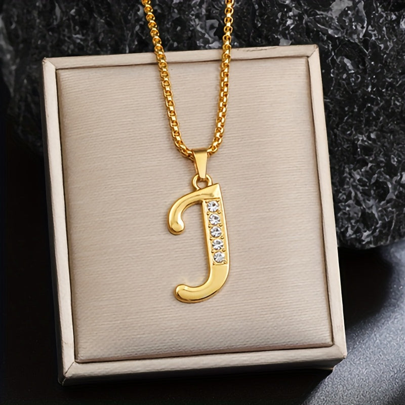 Collar con inicial de cristal | Oro
