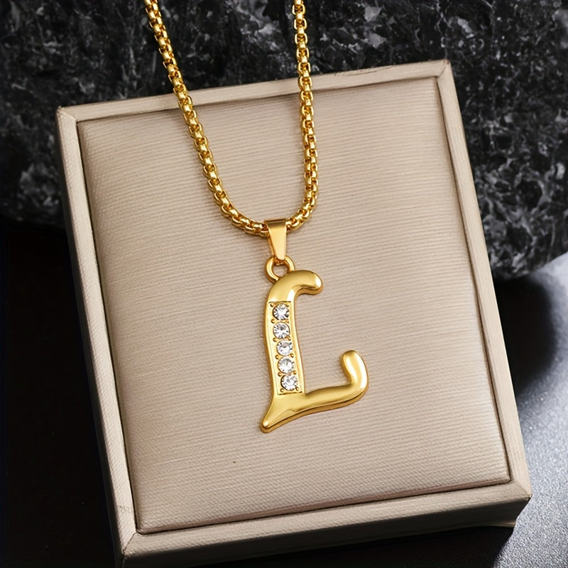 Collar con inicial de cristal | Oro