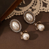 Pendientes colgantes con marco de perlas vintage