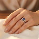 Fiorevia™ - Anello Halo in Argento e Zaffiro