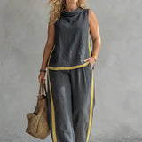 Lucentia™ - Conjunto Elegante y Casual de Chaleco y Pantalón con Detalles Bicolor