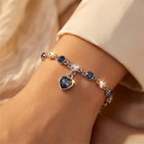 Bellavina™ - Bracciale in Argento con Cuore di Zaffiro a Catena