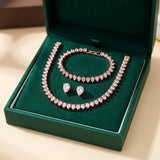 Elegante Set Completo di Zirconia Cubica Trasparente Rotonda per Sposa