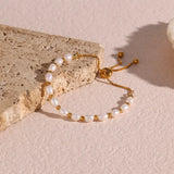 Elegante Bracciale in Perle e Oro