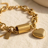 Bracciale con Link a Cuore Dorato