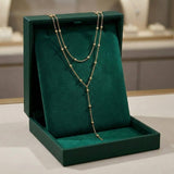 Collana con Perle a Lunga Frangia Doppio Strato Oro