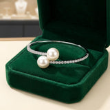Bracciale Cuff Duo Pearl Pavé